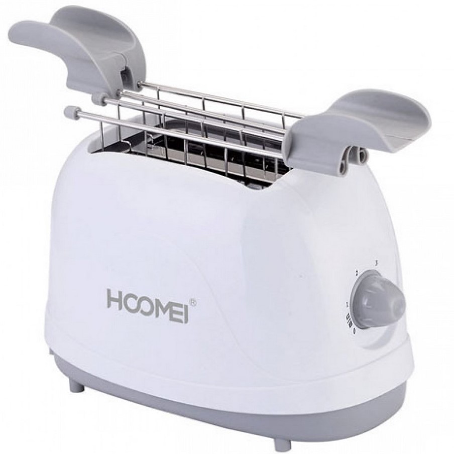 Hoomei® Ηλεκτρική Φρυγανιέρα 800W 2 Θέσεων με Αφαιρούμενο Δίσκο για Ψίχουλα Λευκή HM-5928